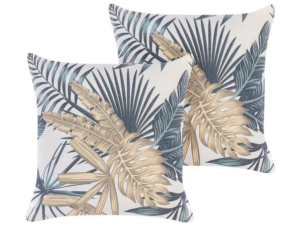 Koristetyyny monivärinen 45 x 12 x 45 cm polyesteri pellava puuvilla 2 kpl lehtikuvio neliö boho