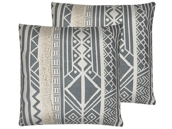 Moderne Pyntepuder Grå beige Polyester Bomuld Sæt 45 x 45 cm Boho Aftagelige Geometrisk Betræk Mønster Frynser Stue Soveværelse Nem Pleje
