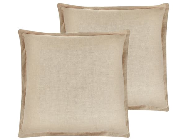 Moderne Pyntepudesæt Beige Bomuld Polyester 45 x 45 cm Aftagelig Ensartet Betræk Tilbehør Lynlåslukning Boho