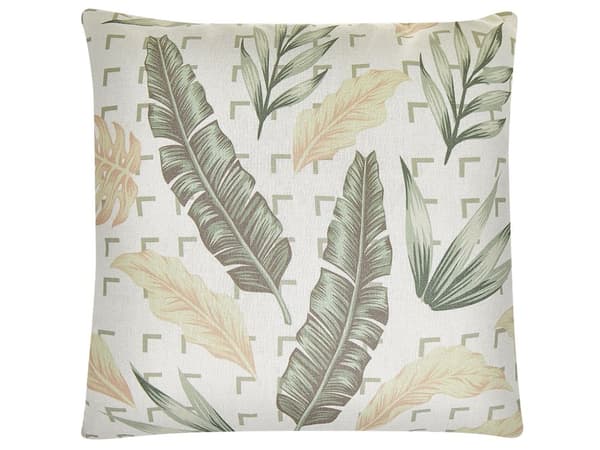 Pyntepuder Grøn Beige Polyester Bomuld Sæt 45 x 45 cm Små Firkantede Sofapuder til Stue Seng Bladmønster Moderne Soveværelse Indretning