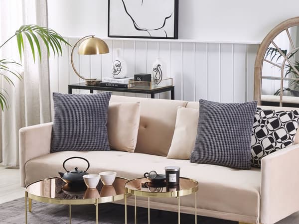 Moderne Pyntepuder Grå Velour med Polyester fyld sæt 45 x 45 cm Aftagelige Geometrisk Betræk
