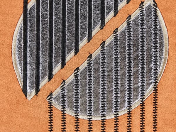 Sæt med 2 Puder Orange Velour 45 x 45 cm Geometrisk mønster Stue Soveværelse
