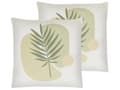 Miniatyrbillede 1 af 8: Moderne Pyntepude Grøn og Beige bomulds polyester sæt 45 x 45 cm med aftagelige Bladmønster betræk skjult Lynlåslukning Moderne Boho-stil