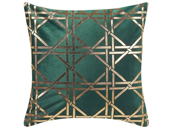 Koristetyyny tummanvihreä polyesteri 45 x 45 cm geometrinen kuvio 2 kpl setti vetoketjulla neliö moderni tyyli