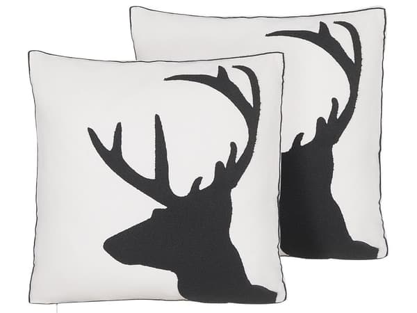 Koristetyyny 2 kpl mustavalkoinen 45 x 45 cm poron kuvalla jouluinen tyyli
