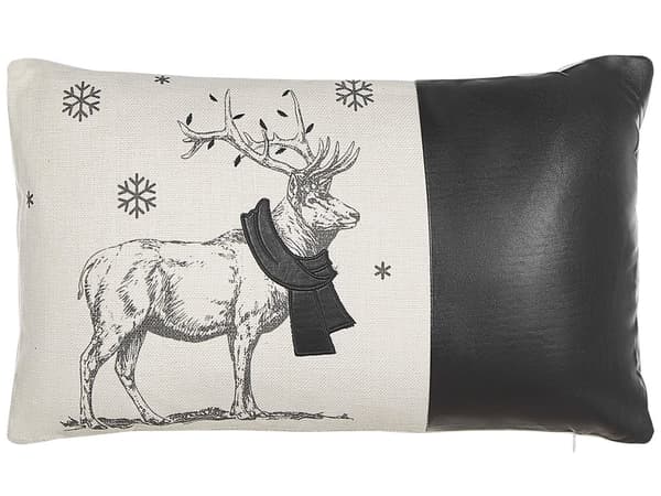 Koristetyyny 2 kpl mustavalkoinen 30 x 50 cm poron kuvalla jouluinen tyyli
