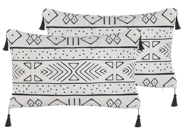 Koristetyyny 2 kpl mustavalkoinen geometrisilla kuvioilla 30 x 50 cm moderni tyyli
