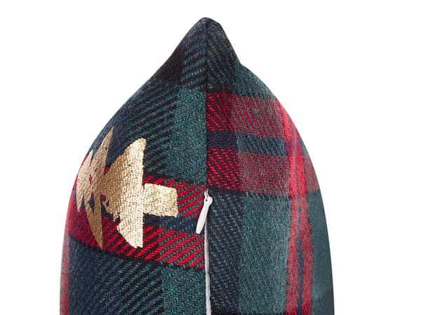 Pyntepuder Grøn Rød Polyester Sæt 45 x 45 cm Små Firkantede Smukke Jule Puder med Juletræs Mønstre Tilbehør til Sofa og Sengen Dekoration