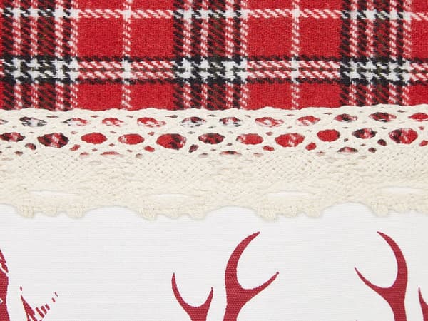 Pyntepuder Rød Hvid Polyester Bomuld Sæt 45 x 45 cm Små Firkantede Sofapuder til Stue Rensdyr Gingham Mønster Julepynt Dekor til Soveværelse