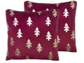 Miniatyrbillede 1 af 8: Pyntepuder Rød Sølv Velour Sæt 45 x 45 cm Små Firkantede Smukke Jule Puder med Juletræs Mønstre Tilbehør til Sofa og Sengen Dekoration