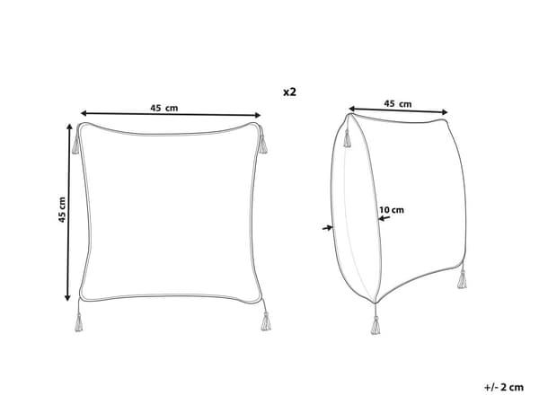 Pyntepuder Beige og Sort Bomuld Sæt 45 x 45 cm Små Firkantede Mønstret Puder med Kvaster til Sofa og Sengen Tilbehør Stue og Soveværelse Dekor