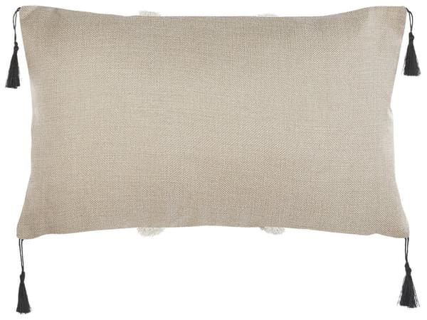 Pyntepuder Beige Hvid Sort Polyester Sæt 30 x 50 cm Små Flotte Aflange Rektangulær Sofapuder med Kvaster til Stuen Orientalsk Afrika Mønster