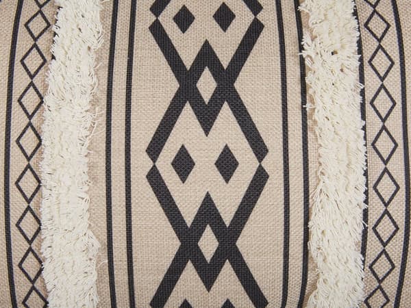 Pyntepuder Beige Hvid Sort Polyester Sæt 30 x 50 cm Små Flotte Aflange Rektangulær Sofapuder med Kvaster til Stuen Orientalsk Afrika Mønster