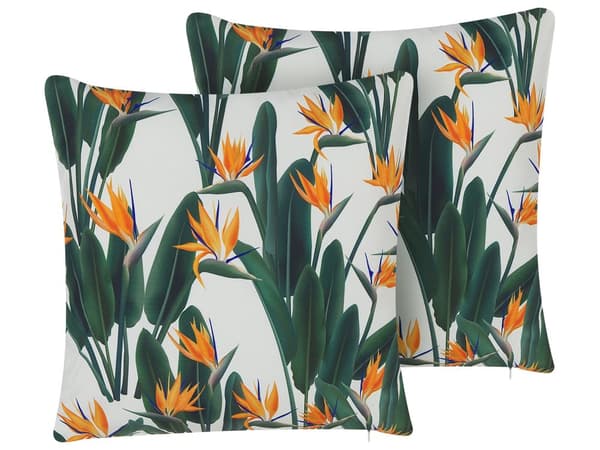 Ulkotyynysetti vihreä 45 x 10 x 45 cm polyesteri kukkakuvio 2 kpl