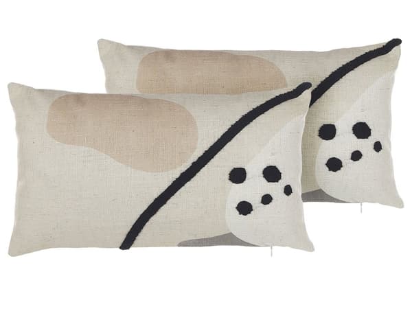 Koristetyynysetti beige puuvilla polyesteri 30 x 10 x 50 cm abstrakti kuvio 2 kpl