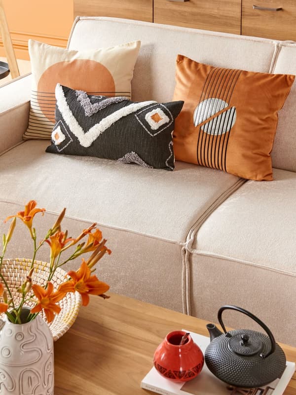 Koristetyyny monivärinen 45 x 10 x 45 cm geometrinen kuvio 2 kpl puuvilla polyesteri