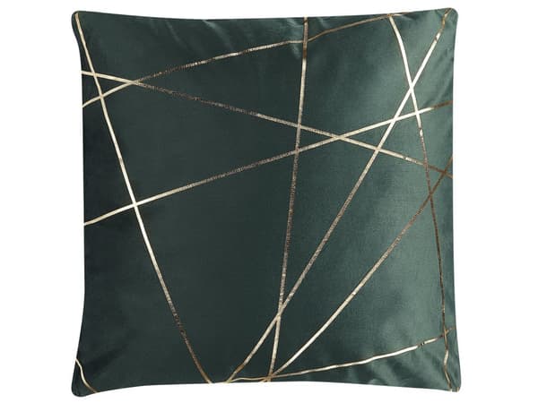 Pyntepuder Grøn Guld Velour Sæt 45 x 45 cm Små Flotte Firkantede Sofapuder til Stuen Strege Mønster Pude til Seng Moderne Retro Bløde