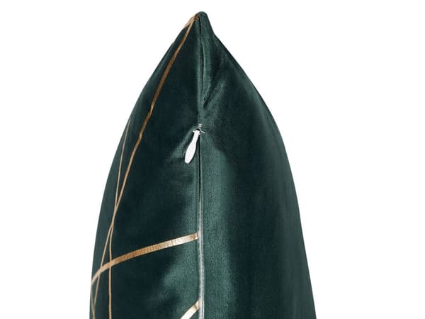Pyntepuder Grøn Guld Velour Sæt 45 x 45 cm Små Flotte Firkantede Sofapuder til Stuen Strege Mønster Pude til Seng Moderne Retro Bløde