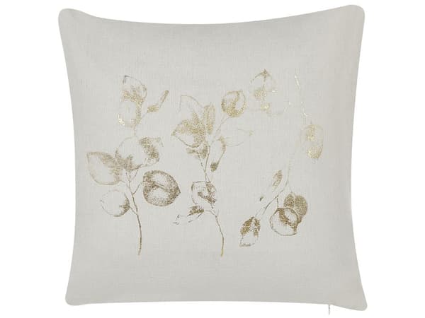 Pyntepuder Beige Guld Polyester Sæt 45 x 45 cm Små Firkantede Mønstrede Sofapuder til Stuen og Soveværelse Design Botanisk Blomster Tilbehør