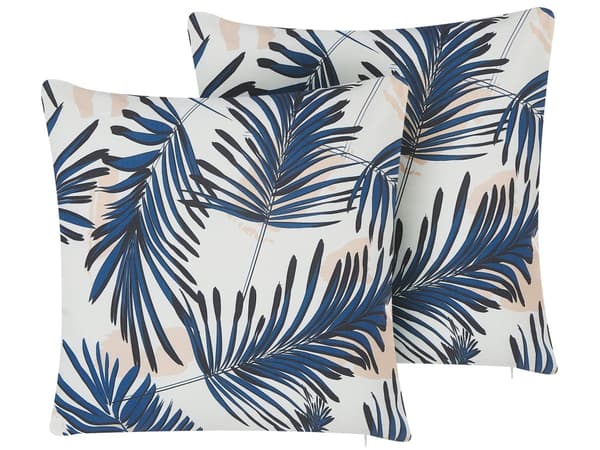 Sæt med 2 Pyntepuder i Blå farve 45 x 45 cm med Blødt Fyld