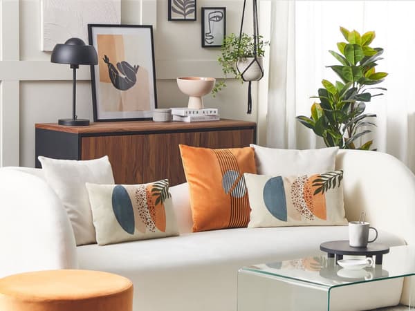 Pyntepuder Beige Flerfarvet med Bomuld Hør og Polyester Fyld 2 stk 30 x 50 cm Rektangulær Eksotisk Sommer Motiv Tilbehør til Seng Sofaen Dekor