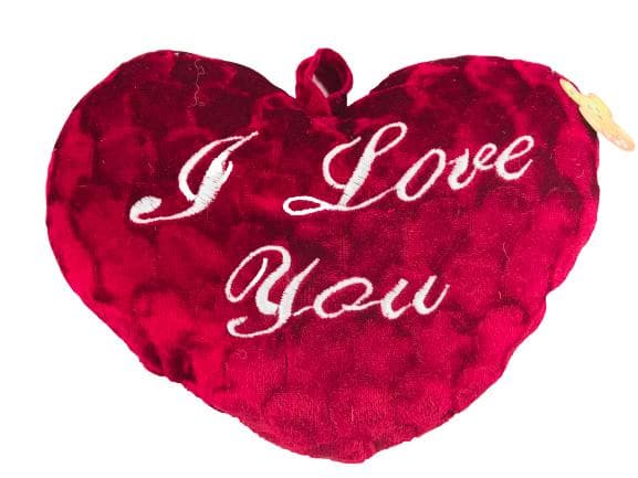 Rött Hjärta i Plysch - I Love You - Mjukt - Vågigt Tyg
