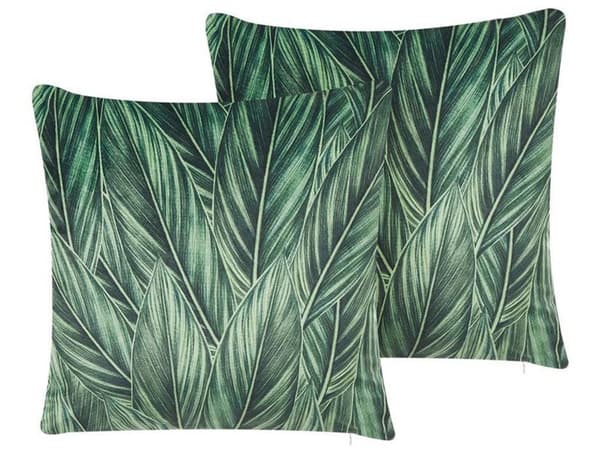 Pyntepuder Hvid Grøn Velour Sæt 45 x 45 cm Små Firkantede Bladmønster Puder til Sofa og Sengen i Moderne Retro Soveværelse Stue Dekor