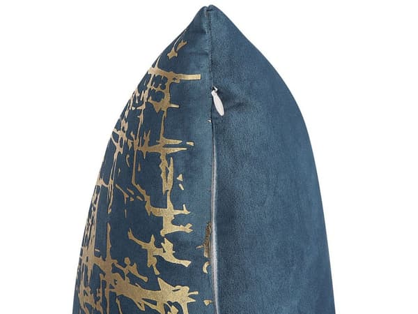 Pyntepuder Blå Guld Polyester Velour 45 x 45 cm Små Firkantede Mønstret Sofapuder Abstrakt Moderne Glam Industriel Indretningsstil til Stue