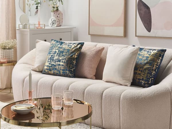 Pyntepuder Blå Guld Polyester Velour 45 x 45 cm Små Firkantede Mønstret Sofapuder Abstrakt Moderne Glam Industriel Indretningsstil til Stue