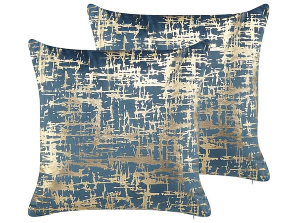 Pyntepuder Blå Guld Polyester Velour 45 x 45 cm Små Firkantede Mønstret Sofapuder Abstrakt Moderne Glam Industriel Indretningsstil til Stue