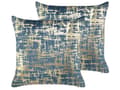 Miniatyrbillede 1 af 6: Pyntepuder Blå Guld Polyester Velour 45 x 45 cm Små Firkantede Mønstret Sofapuder Abstrakt Moderne Glam Industriel Indretningsstil til Stue