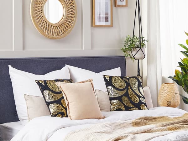 Pyntepudesæt 2 stk 45 x 45 cm Guld og Sort Puder til Sofa