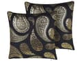 Miniatyrbillede 1 af 7: Pyntepudesæt 2 stk 45 x 45 cm Guld og Sort Puder til Sofa