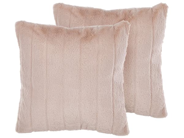 Pyntepuder Lyserød Polyester 45 x 45 cm Små Flotte Firkantede Bløde Fluffy Sofapuder til Stue Kunstpels Puder til Seng Soveværelse Tilbehør