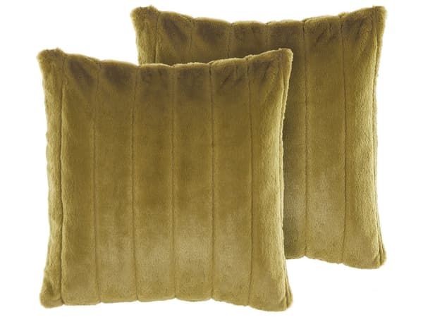 Pyntepuder Grøn Polyester 45 x 45 cm Små Flotte Firkantede Bløde Fluffy Sofapuder til Stue med Kunstpels Puder til Seng Soveværelse Tilbehør