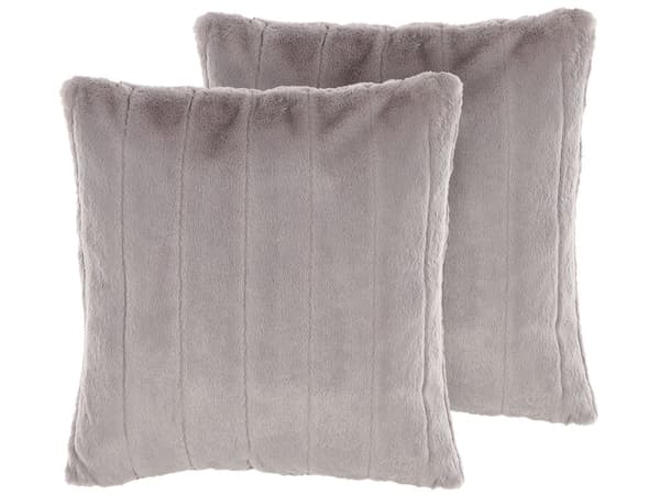 Pyntepuder Grå Polyester 45 x 45 cm Små Flotte Firkantede Bløde Fluffy Sofapuder til Stue med Kunstpels Puder til Seng Soveværelse Tilbehør