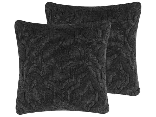 Pyntepude Grå Bomuld Quatrefoil Mønster 45 x 45 cm Orientalsk Vintage Dekorationstilbehør