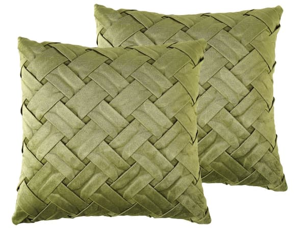 Pyntepuder Grøn Velour Polyester 43 x 43 cm 2 stk Dekorative Små Bløde Firkantede Sofapuder til Stue Soveværelse Puder til Seng Indendørs