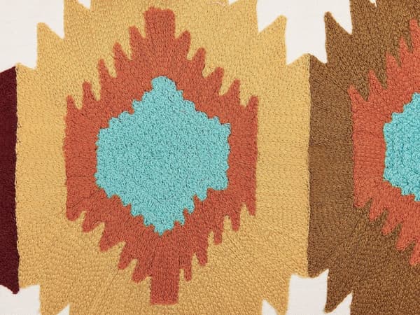 Sæt med 2 puder flerfarvet bomuld 40 x 60 cm Geometrisk mønster Håndlavet broderet aftageligt betræk med fyld Boho Style
