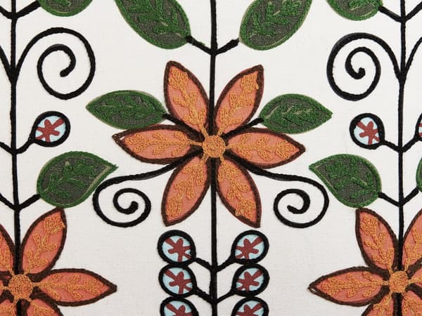 Sæt med 2 Spredepuder Flerfarvet Bomuld 50 x 50 cm Blomstermønster Håndlavet Broderet Aftageligt Betræk med Fyld Boho Style