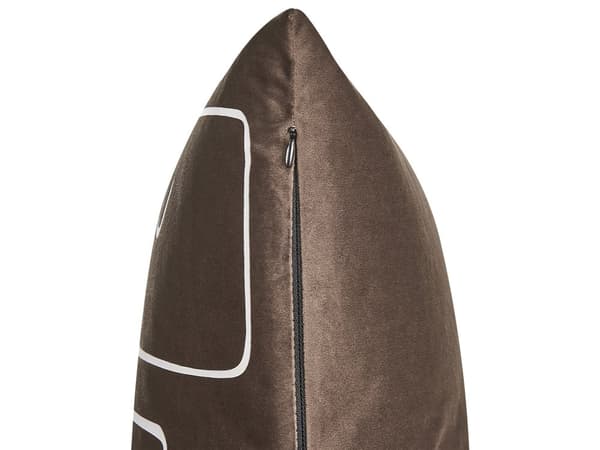 Sæt med 2 Pyntepuder Brun Velour 45 x 45 cm Ansigtsmotiv Print Glamour Dekor Accessories