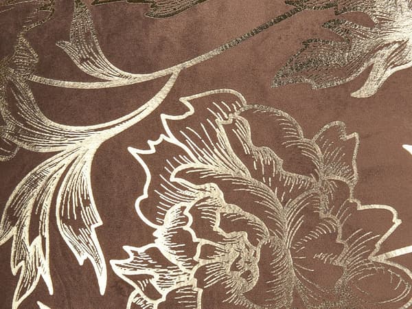Sæt med 2 Pyntepuder Brun Velour 45 x 45 cm Guld Blomsterfolie Print Glamour Dekor Accessories