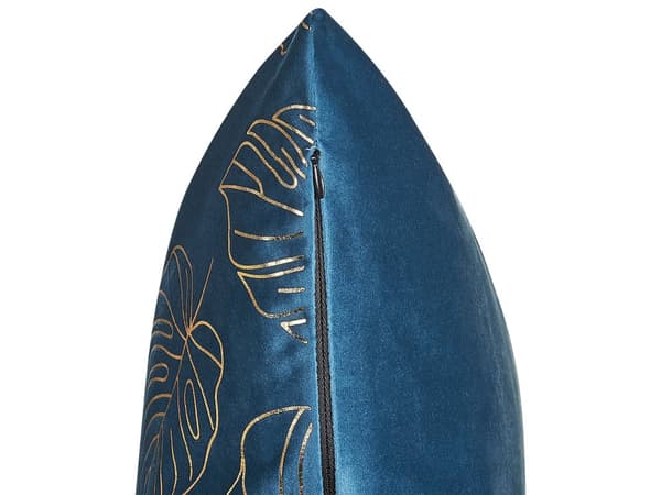 Sæt med 2 dekorative puder Blue Velour 45 x 45 cm Bladtryk Glamour Dekor Accessories