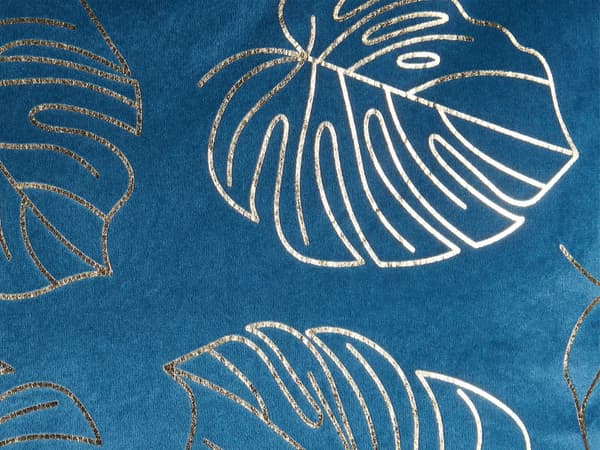 Sæt med 2 dekorative puder Blue Velour 45 x 45 cm Bladtryk Glamour Dekor Accessories