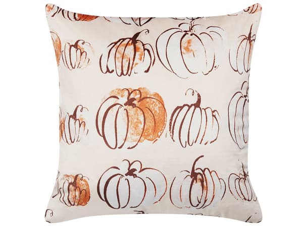Sæt med 2 Pyntepuder Beige Velour 45 x 45 cm Græskarmønster Firkantet Moderne Minimalistisk Efterårsdekorationstilbehør