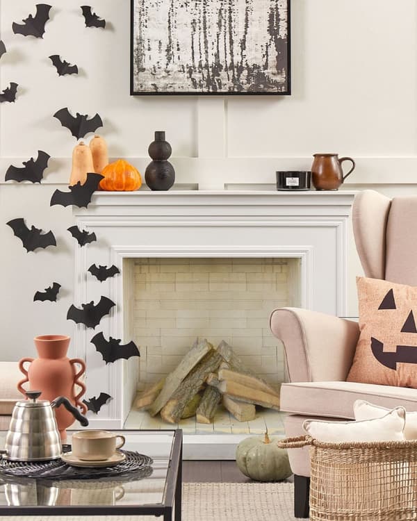 Pyntepude Beige og Sort Velour 45 x 45 cm Jack O Lantern Mønster Lille Moderne Halloween Dekorationstilbehør Stue Sofa Soveværelse Dekor
