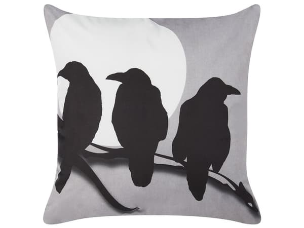 Sæt med 2 Pyntepuder Grå Velour 45 x 45 cm Kragemønster Firkantet Moderne Minimalistisk Efterårsdekorationstilbehør
