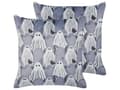 Pikkukuva 1 / 6: Koristetyyny harmaa 45 x 45 x 12 cm sametti kummituskuvio 2 kpl neliö vetoketju halloween