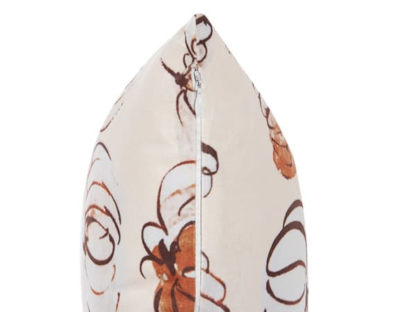 Koristetyyny beige 45 x 45 x 12 cm sametti kurpitsakuvio vetoketju boho moderni