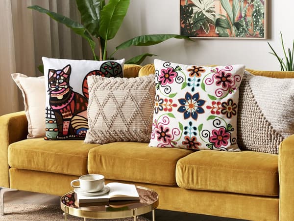 Koristetyyny monivärinen puuvilla villa 50 x 50 cm 2 kpl setti irrotettava päällinen boho-tyyli